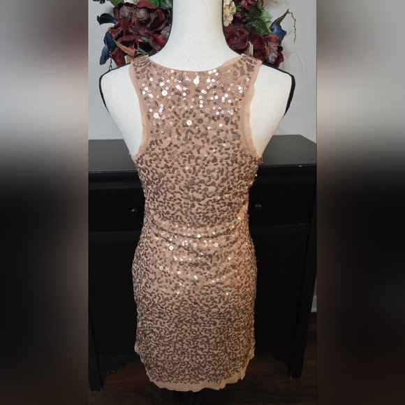 EUC- GOLD SEQUINED RACERBACK DRESS- STUDIO M - Picture 7 of 16
